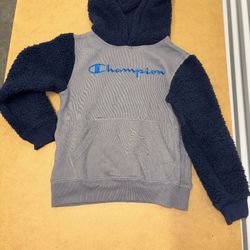 Champion Kids' Gray and Navy Fleece Hoodie