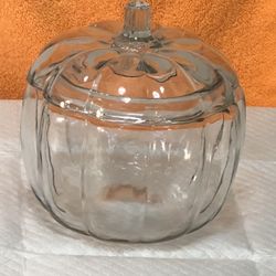 Anchor Hocking Lidded Glass Pumpkin Cookie Candy 