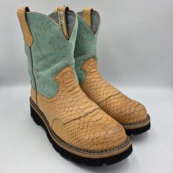 Ariat Fatbaby Heritage 14825 Snakeskin Aqua Tan Leather Western Boots Womens 9 B