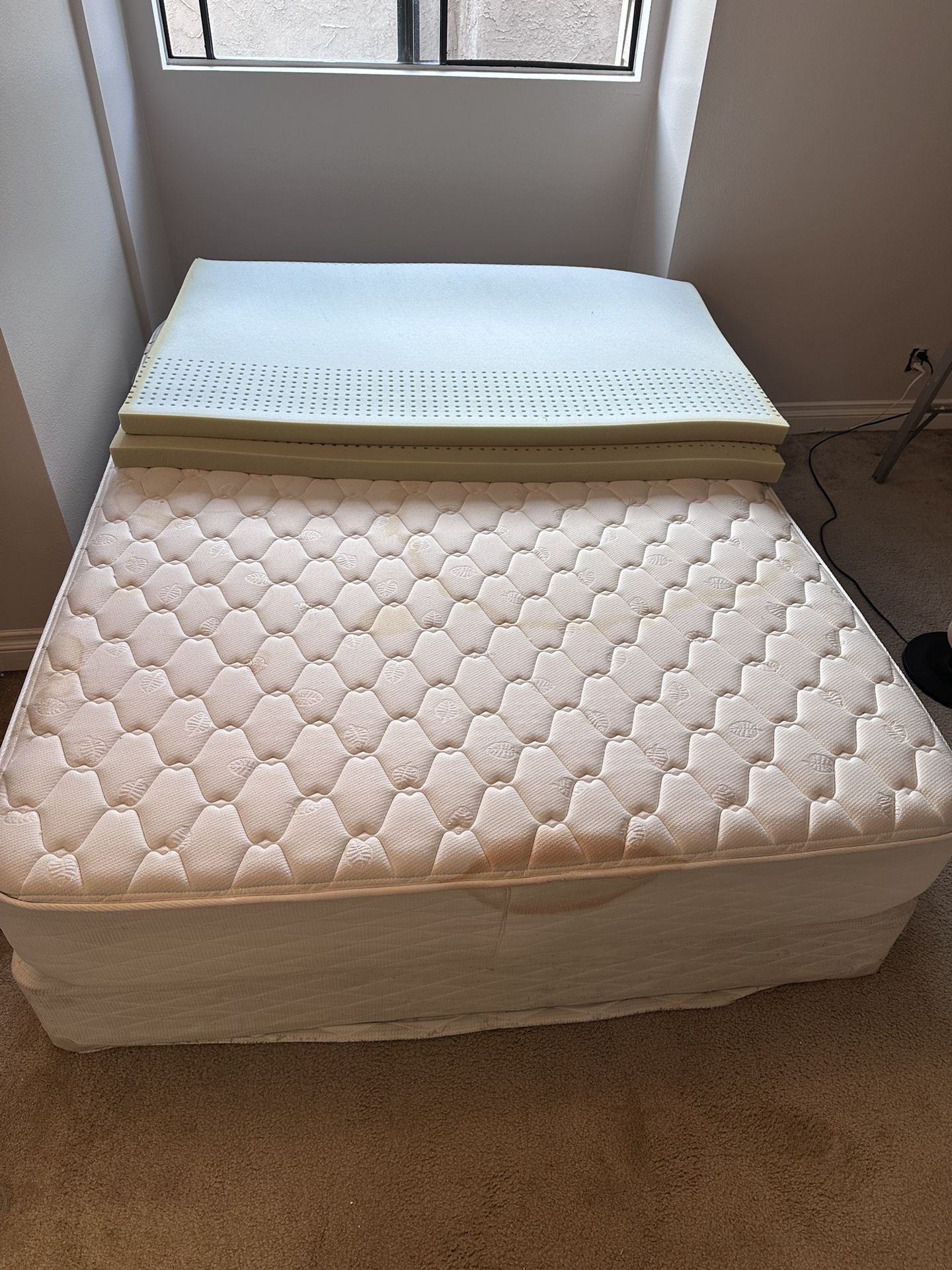 Older Mattress With Box Spring And Memory Foam Mattress Topper