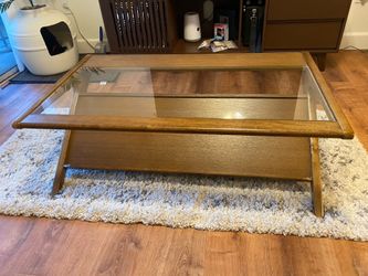 Wood and Tempered Glass Coffee Table