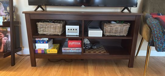 Dark Wood TV Stand with Open Shelving