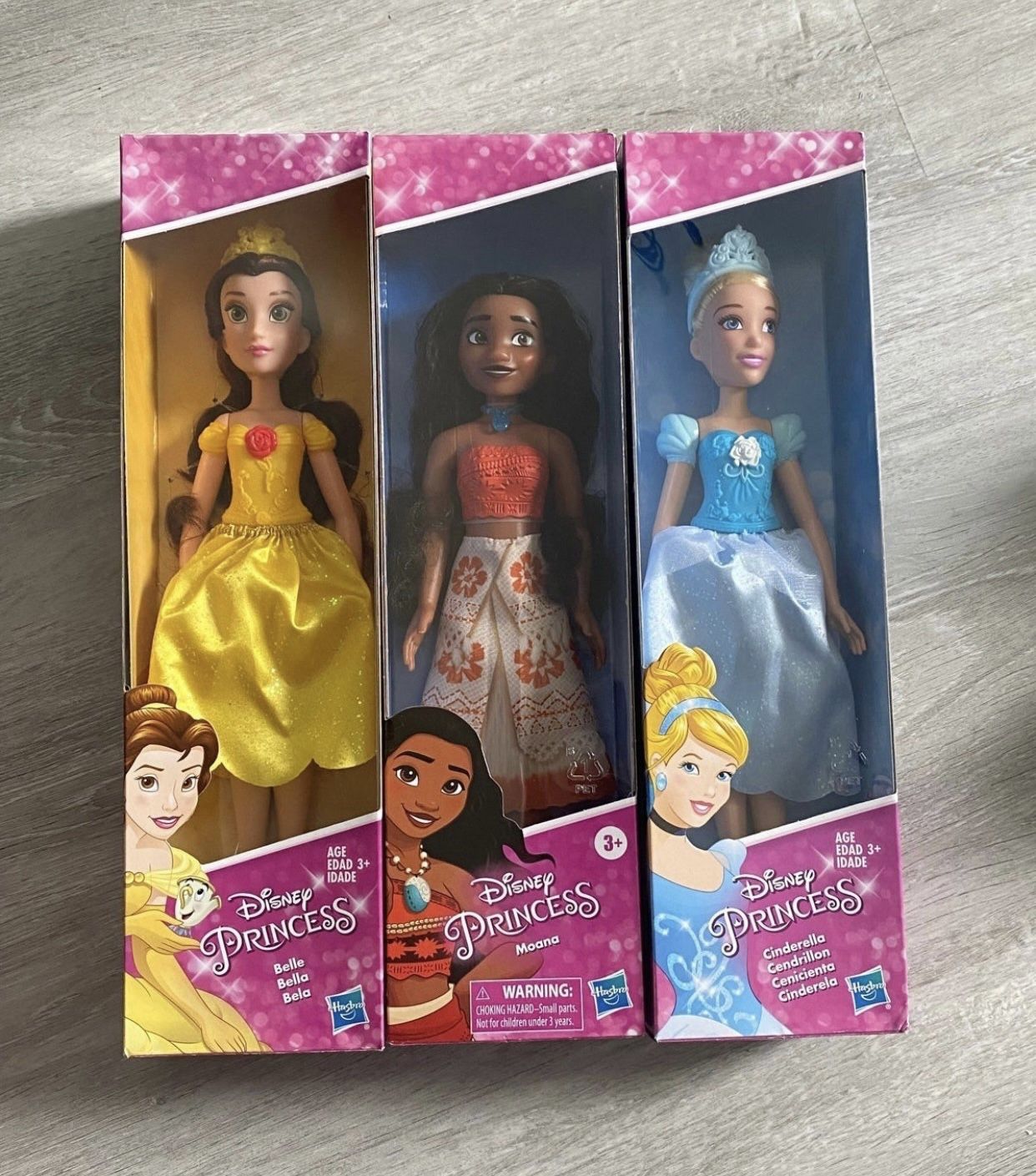 Disney Princess Cinderella Belle Moana doll bundle New