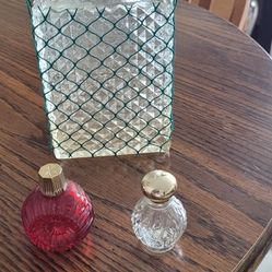 Vintage Glass Decanter & 2 Mini Perfume Btls