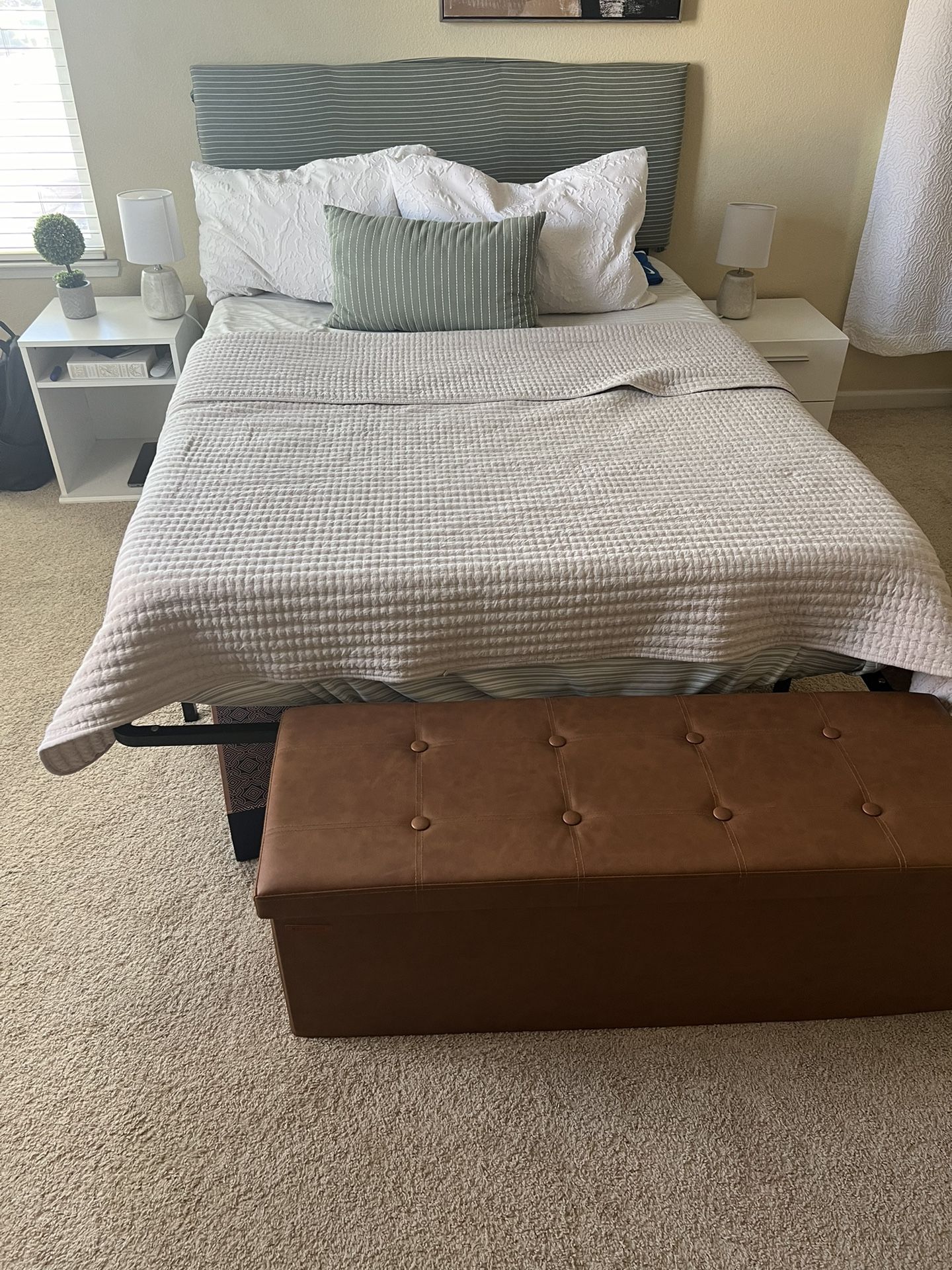 Full Size Mattress + Bed Frame + End Of Bed Bench