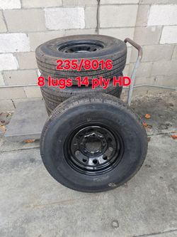 EACH FOR SALE TRAILER TIRE 225 75R15 6 LUGS RADIAL ESPECIAL FOR TRAILER ONLY FOR ANY QUESTION TEXT ME PLEASE SE HABLA ESPAÑOL THANKS