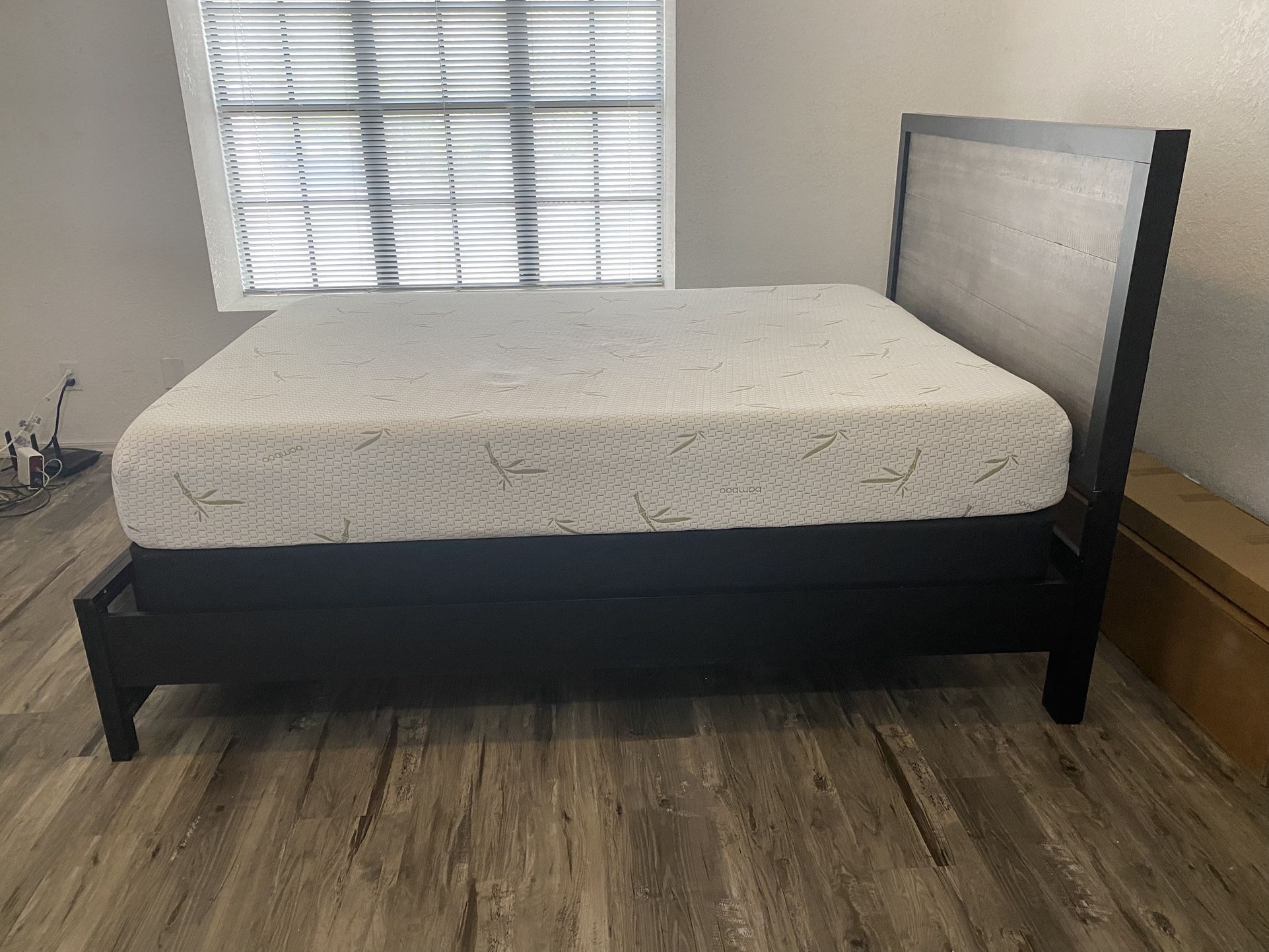 Queen Bed Frame, Mattress and Boxspring