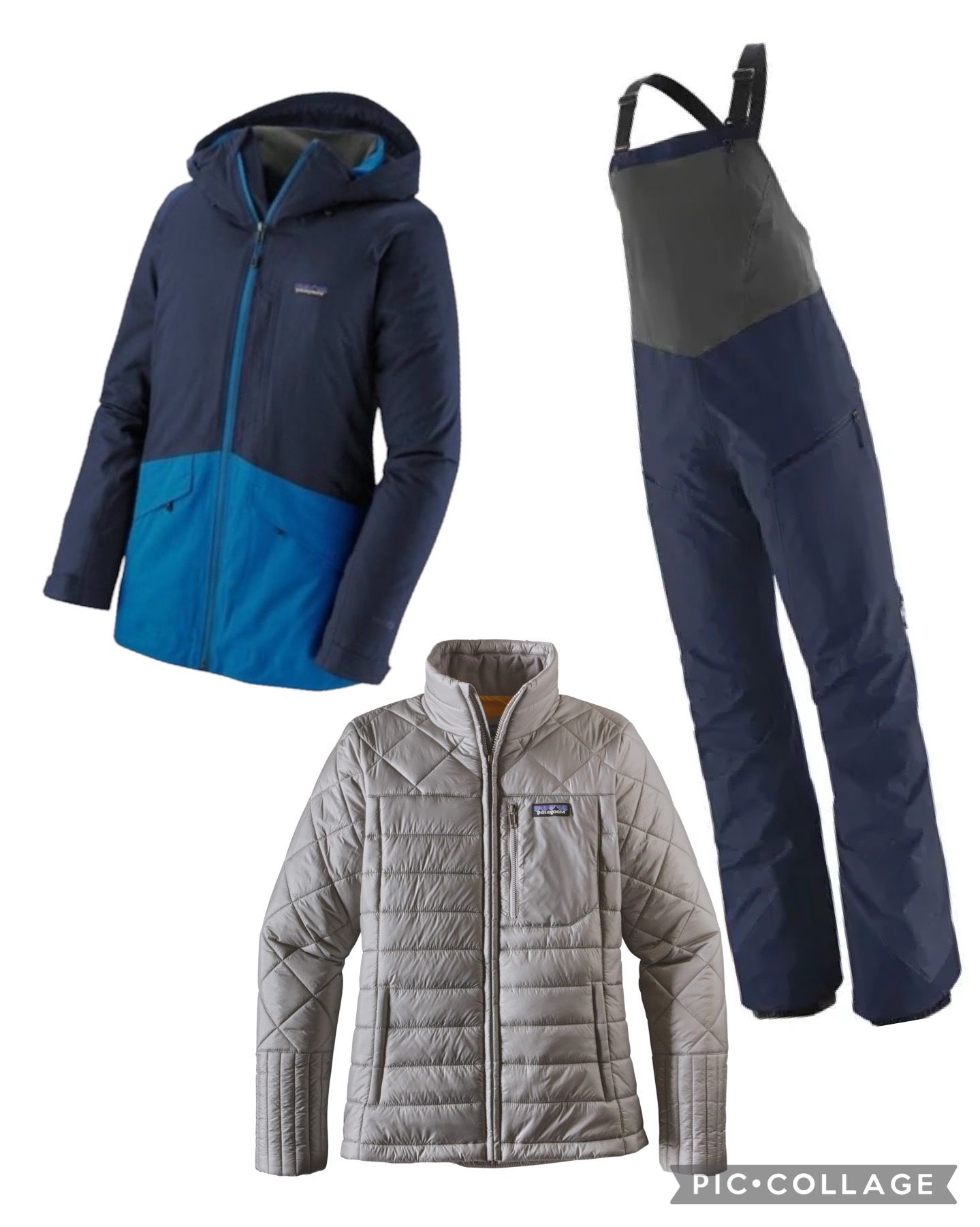 Patagonia Wonen’s Ski Bundle: Insulated Snowbelle Jacket, Snowdrifter Bibs, & Radalie Jacket 
