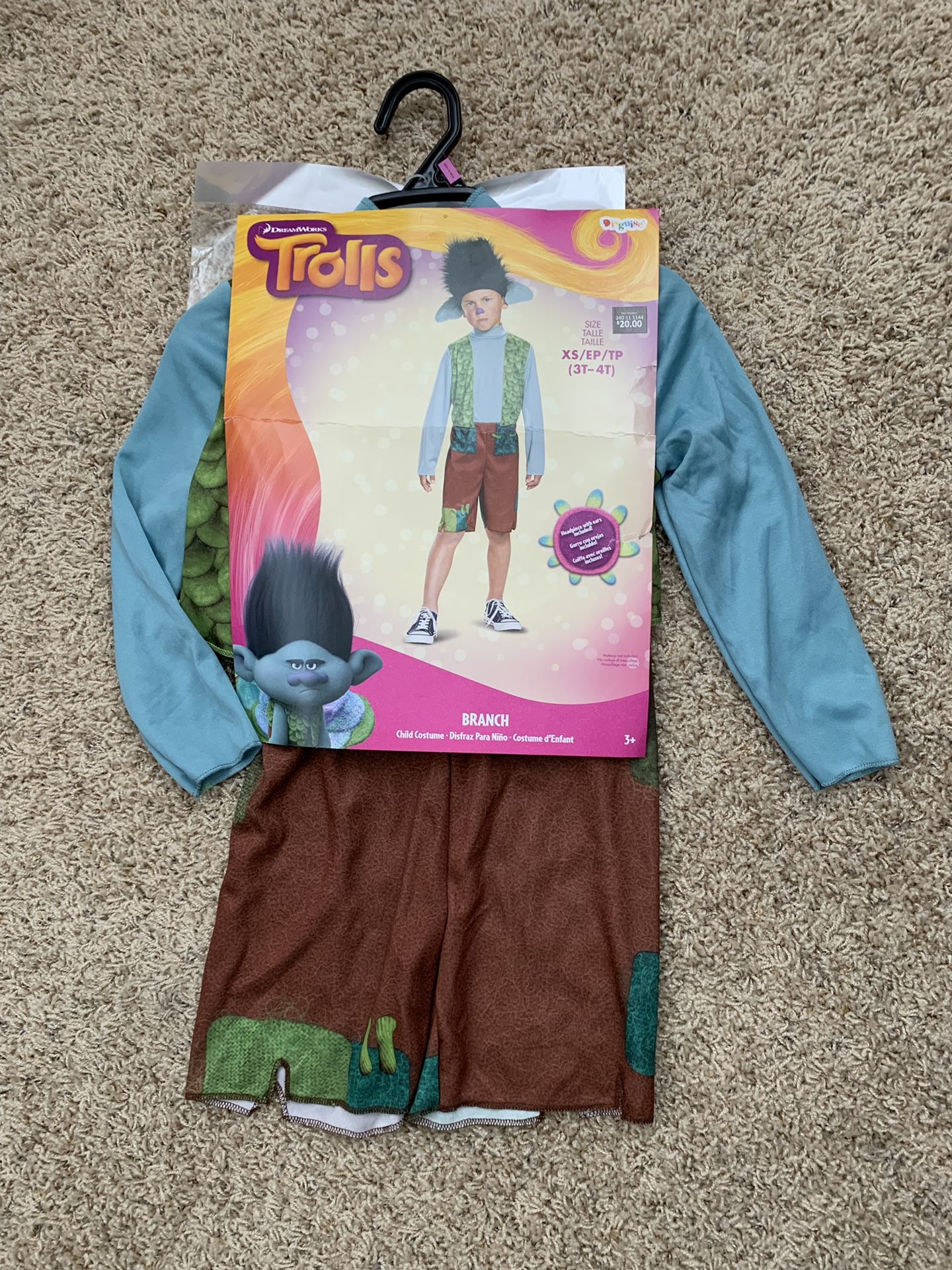 Trolls Halloween costume branch 3t-4t