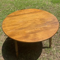 Round Wooden Table With Drop Leaf