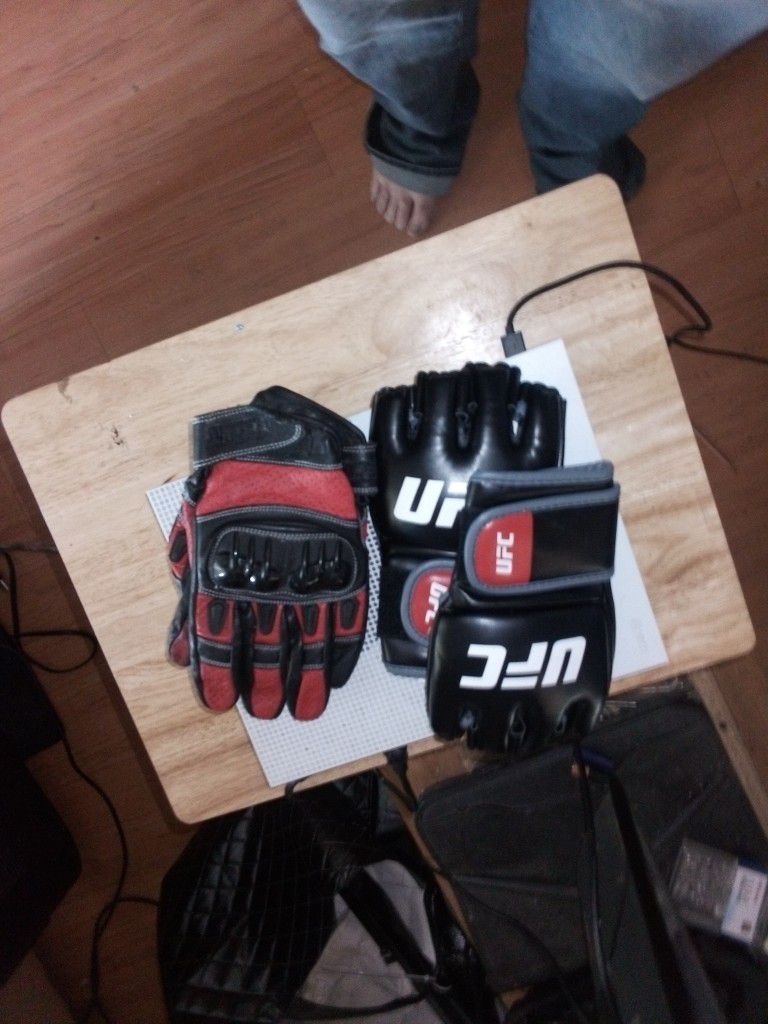 Two Sets Of Gloves UFC And Bike Gloves