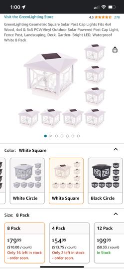 White Solar Powered Led Post Cap Lighting Caps