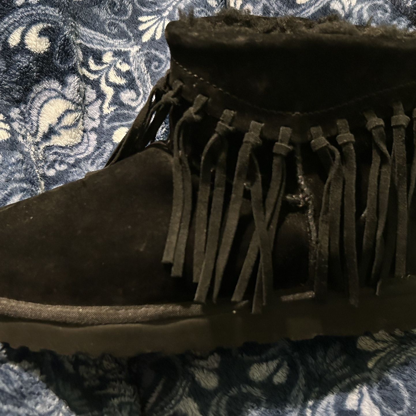 Black Ugg Boots with Fringe