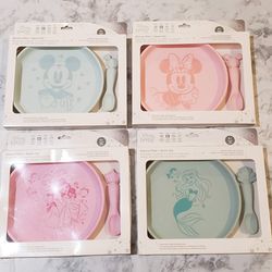 Disney Baby Silicone Plate & Spoon Set Lot Of 4 