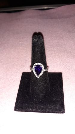 Amethyst and crystal Teardrop ring