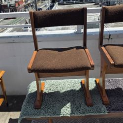 Mid-Century Gangso Mobler 6 Natural Wood with Original Fabric Cushions