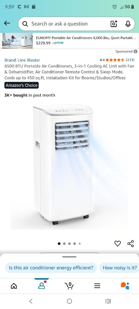 8500 BTU 3-in-one COOLER, FAN, AND DEHUMIDIFIER EXCELLENT CONDITION 