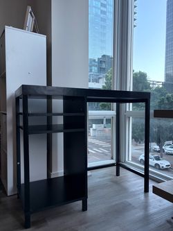 Black wooden Ikea desk