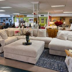 Fast Delivery 🚚 Fluffy Corduroy Sectional Couch Set 🌟 Color Options ⭐$39 Down Payment with Financing ⭐ 90 Days same as cash