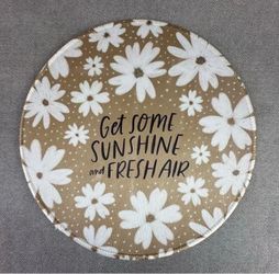 Floral Round Mouse Pad Get Some Sunshine Fresh Air Daisy Beige 8 Inch