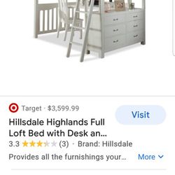 Hillsdale Full-size Loft Bed W/Desk