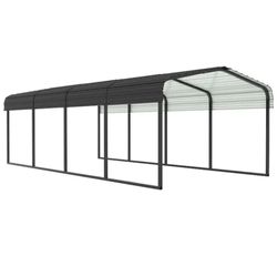VEIKOUS 12-ft W x 20-ft L x 7.8-ft H Gray Metal Carport with Metal Roof