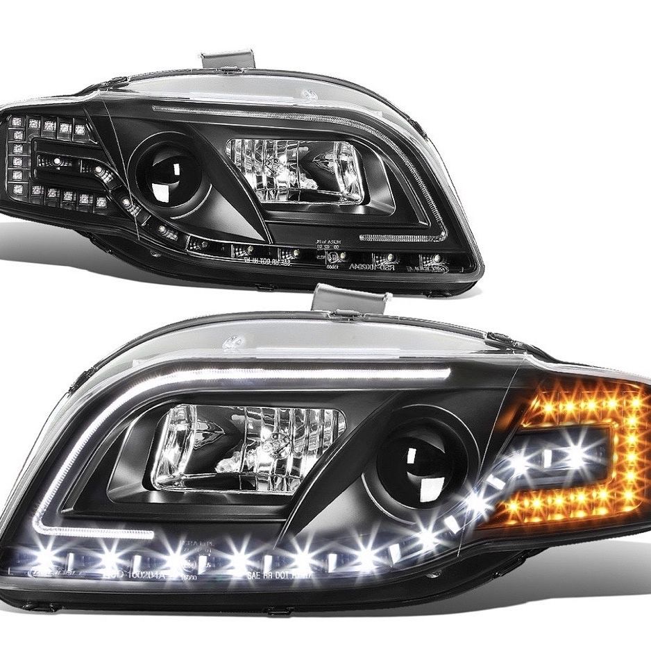 06 07 and 08 Audi A4 S$ Quattro two door four door projector Headlights Luz Micas Calaveras Black