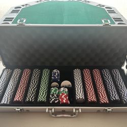 $100!  48 in. Poker Table Top and 500 Chips Set-Foldable Topper with Space for 8-Players and Poker Chip Set with Case