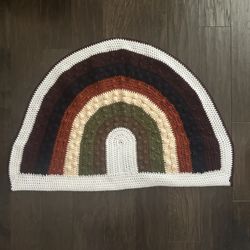 Retro Boho Crochet Rainbow Baby Infant Handmade Blanket