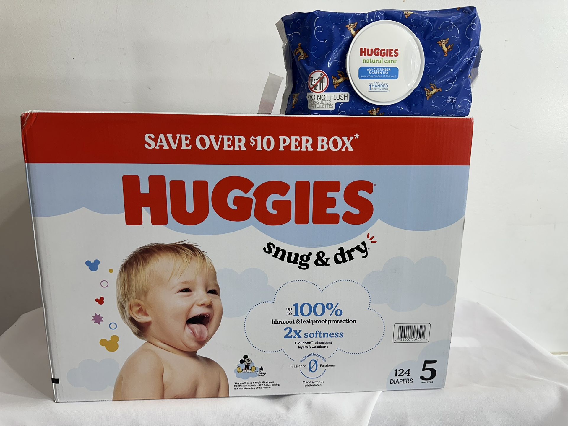 Huggies size 5 + wipes $35 for all