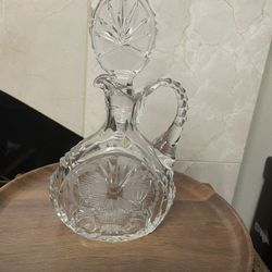 Vintage Crystal Hand Cut Decanter 9”