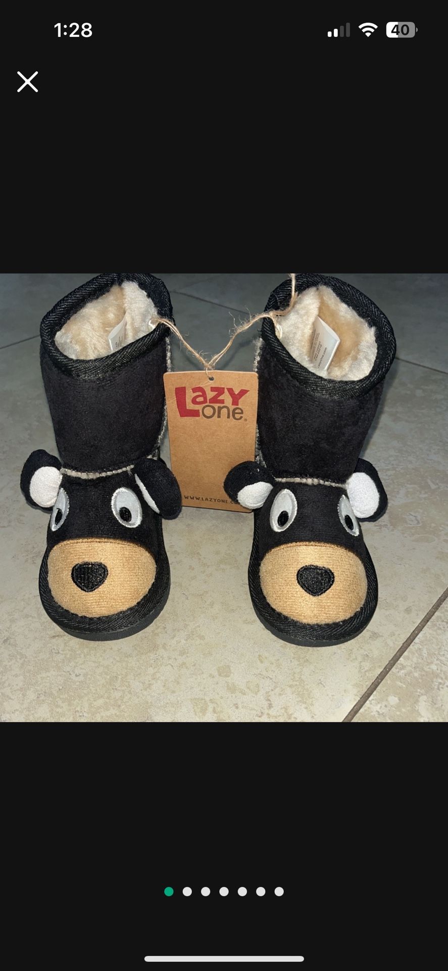 Lazy One Toddler Boy’s / Girl’s Bear Slipper Boots, Size XXS (4-5)