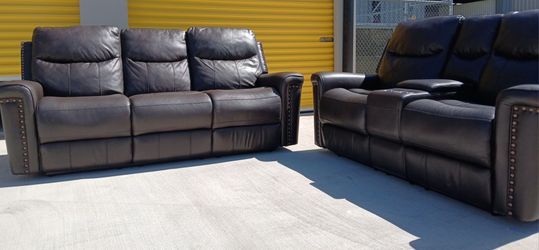Dark Brown Leather Recliners Set 🔥