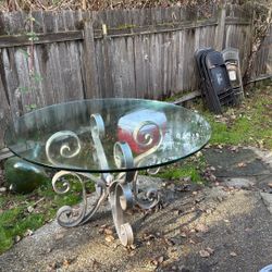 54 In. Round, Thick Glass Table.