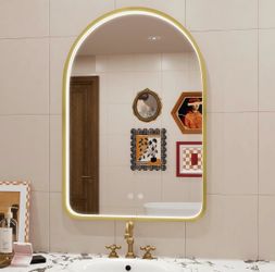 JSneijder 20x30 Inch Gold LED Bathroom Mirror