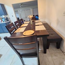 Hardwood Extendable Dining Table Set.