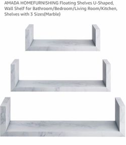 Amada U-Shaped Floating Wall Shelves Set of 3 Marble