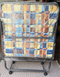 Folding Rollaway Guest Bed / Cot on Wheels - Clean & Wrapped!