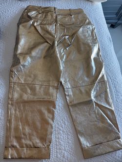 Gold Metallic Faux Leather Pants