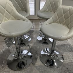 Adjustable White Bar Stool  4 Piece