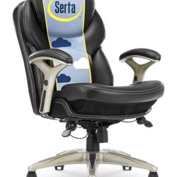 Brand New Black Serta Vegan Leather Tall Back Executive Office Chair w/Height Adjustable Armrests 