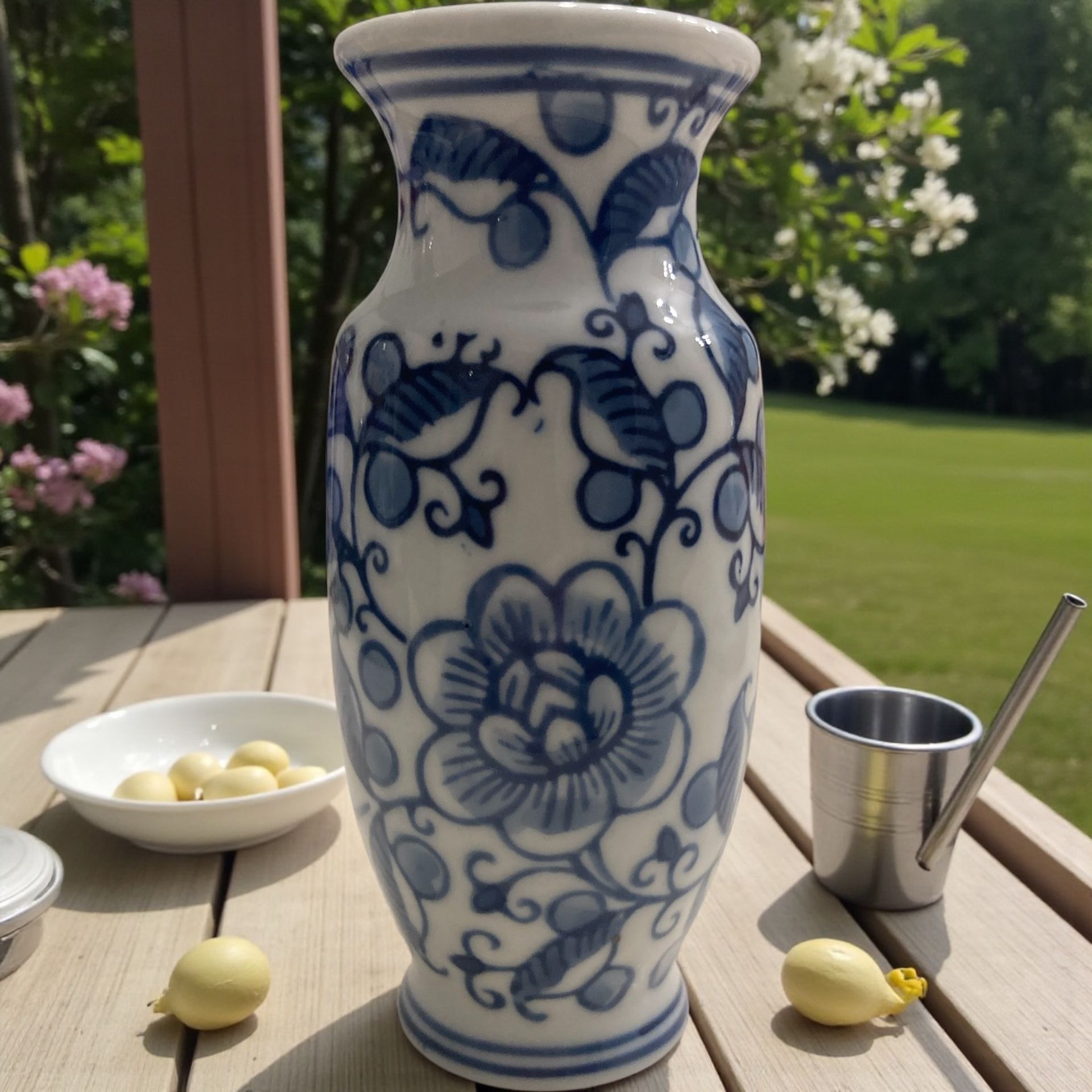 Small White And Blue Vase