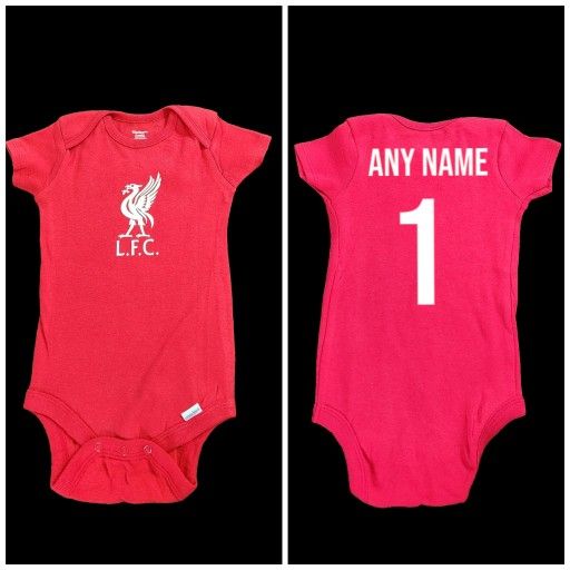 Liverpool Soccer Baby Bodysuit Onesie. Personalized