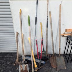 Yard Tools Shovel Rake Axe Lot
