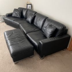 Natuzzi Leather Couch & Ottoman