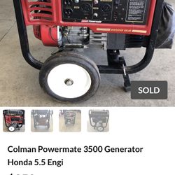 Colman Powermate 3500 Generator Honda 5.5 Engi