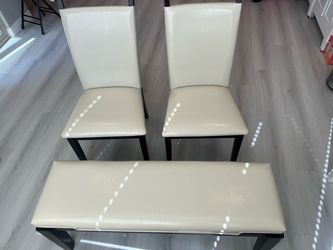 Set of 2 high-back dining chair+matching bench