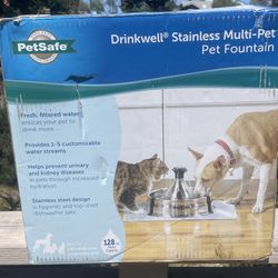New in box  PetSafe Drinkwell Stainless Multi-Pet Fountain (128 oz),