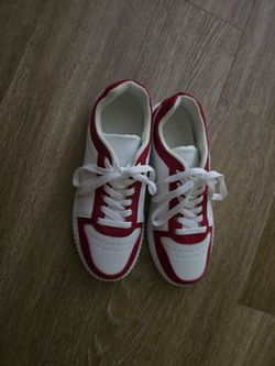 Red and white shoes