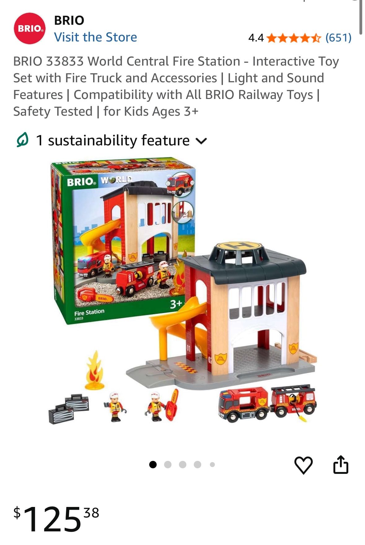 BRIO 33833 World Central Fire Station - Interactive Toy Set with Fire Truck and Accessories | Light and Sound Features | Compatibility with All BRIO R